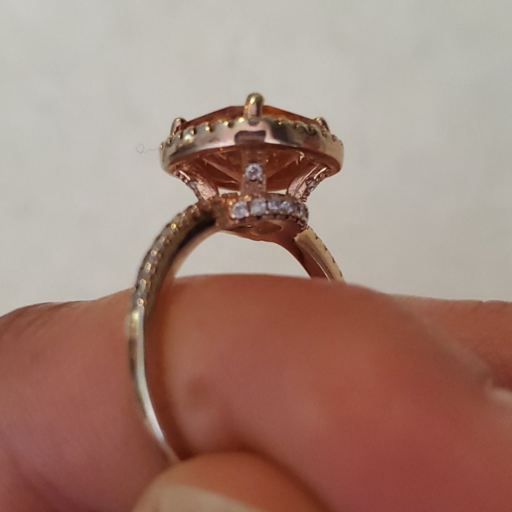Citrine and CZ rose gold ring - Picture 3 of 3